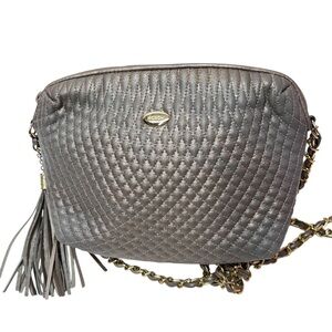 KOSCHI Women's Handbag PUrse Silver with Tassel and Chain Shoulder Strap